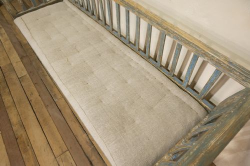 AN 18TH CENTURY GUSTAVIAN SWEDISH SOFA BENCH ORIGINAL BLUE PAINT - ADDITIONAL PHOTO 15