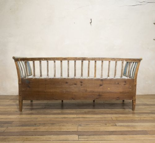 AN 18TH CENTURY GUSTAVIAN SWEDISH SOFA BENCH ORIGINAL BLUE PAINT - ADDITIONAL PHOTO 20