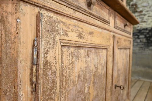 19TH CENTURY GLAZED FRENCH PAINTED BUFFET DEUX CORPS CABINET - ADDITIONAL PHOTO 3