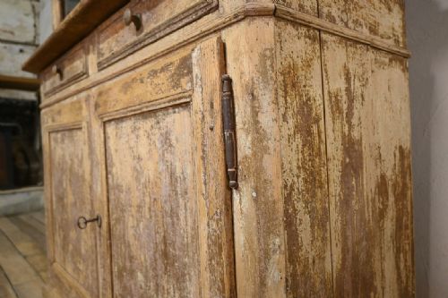 19TH CENTURY GLAZED FRENCH PAINTED BUFFET DEUX CORPS CABINET - ADDITIONAL PHOTO 6