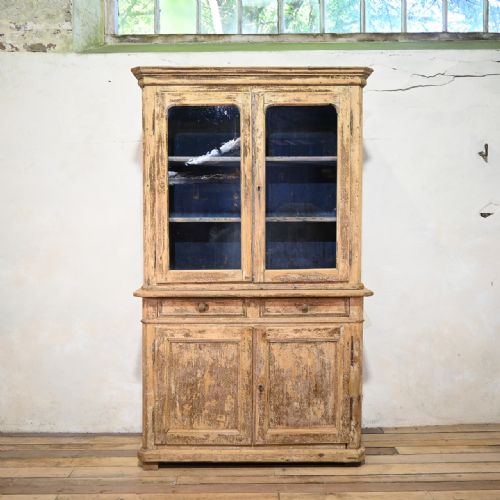 19TH CENTURY GLAZED FRENCH PAINTED BUFFET DEUX CORPS CABINET - ADDITIONAL PHOTO 10