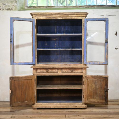 19TH CENTURY GLAZED FRENCH PAINTED BUFFET DEUX CORPS CABINET - ADDITIONAL PHOTO 11