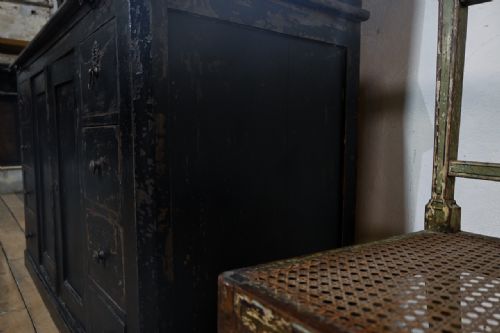 TALL 19TH CENTURY FRENCH BLACK PAINTED GLAZED CABINET - ADDITIONAL PHOTO 23