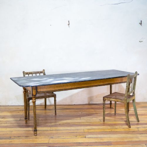 18TH CENTURY FAUX QUILTED MAPLE PAINTED SWEDISH FARMHOUSE TABLE - ADDITIONAL PHOTO 10