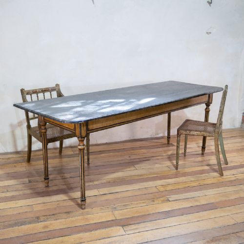 18TH CENTURY FAUX QUILTED MAPLE PAINTED SWEDISH FARMHOUSE TABLE - ADDITIONAL PHOTO 13