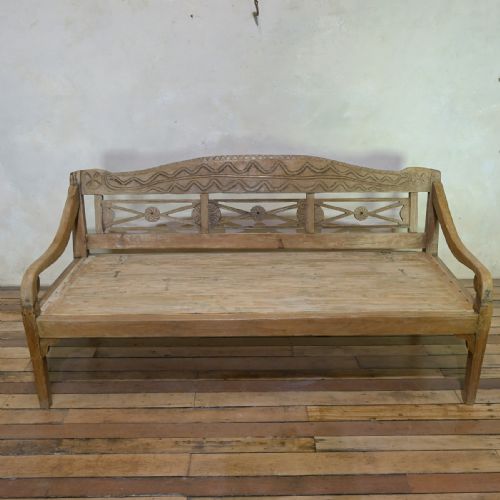 A LARGE 19TH CENTURY ANGLO INDIAN TEAK BENCH - ADDITIONAL PHOTO 7