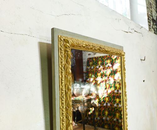 A SQUARE 18TH CENTURY SWEDISH PAINTED OVERMANTEL MIRROR - ADDITIONAL PHOTO 3