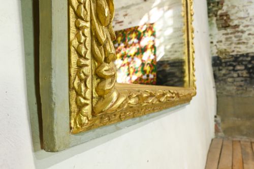 A SQUARE 18TH CENTURY SWEDISH PAINTED OVERMANTEL MIRROR - ADDITIONAL PHOTO 7