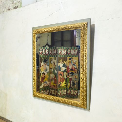 A SQUARE 18TH CENTURY SWEDISH PAINTED OVERMANTEL MIRROR - ADDITIONAL PHOTO 9