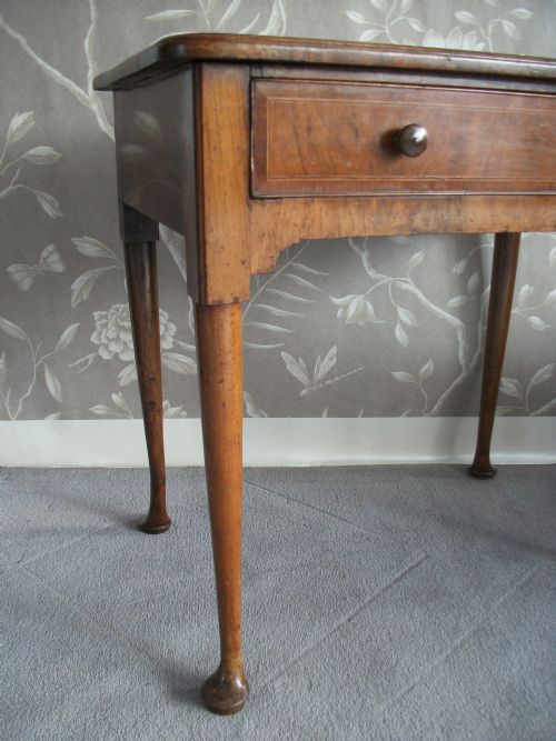 GEORGIAN MAHOGANY SMALL WRITING SIDE TABLE DESK LEATHER TOP WITH CROSS BANDING AND PAD FEET - ADDITIONAL PHOTO 2