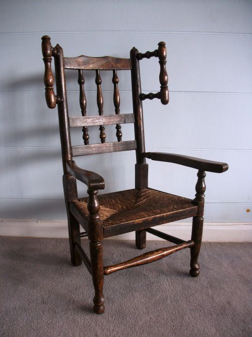lancashire spindle back wing child's chair - CATEGORY: ANTIQUE CHAIRS - DATED 19TH CENTURY