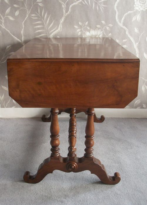 ITALIAN WALNUT DROP LEAF SOFA TABLE WRITING DESK - ADDITIONAL PHOTO 4