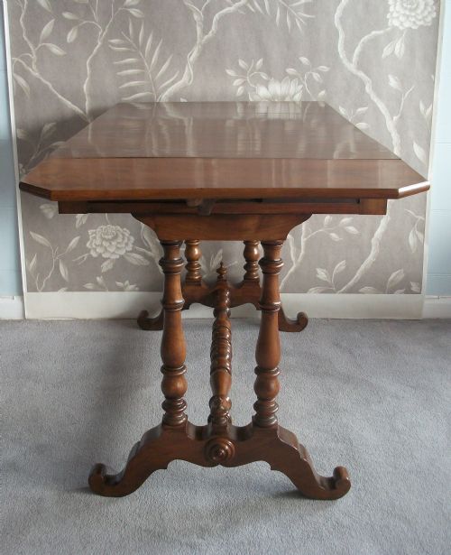 ITALIAN WALNUT DROP LEAF SOFA TABLE WRITING DESK - ADDITIONAL PHOTO 5