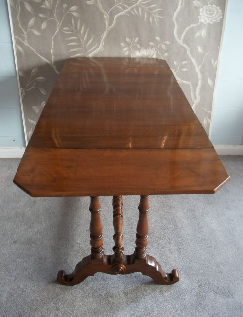 ITALIAN WALNUT DROP LEAF SOFA TABLE WRITING DESK - ADDITIONAL PHOTO 6