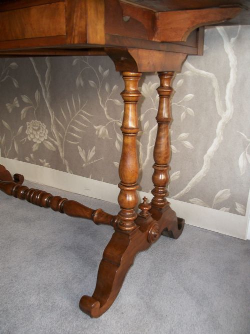 ITALIAN WALNUT DROP LEAF SOFA TABLE WRITING DESK - ADDITIONAL PHOTO 7