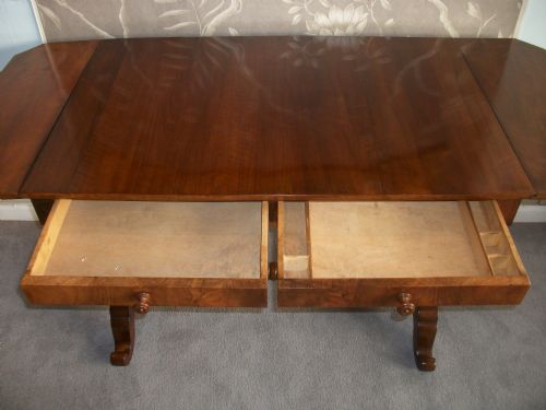ITALIAN WALNUT DROP LEAF SOFA TABLE WRITING DESK - ADDITIONAL PHOTO 9