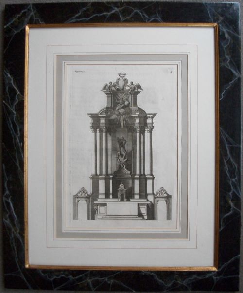 TEN ITALIAN PRINTS FROM PROSPETTIVA DE PITTORI ET ARCHITETTI IN BEAUTIFUL FAUX MARBLE STONE FRAMES - ADDITIONAL PHOTO 3