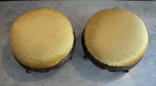 A PAIR OF SMALL ROUND VICTORIAN FOOTSTOOLS - ADDITIONAL PHOTO 3