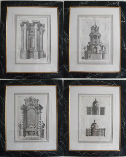 TEN ITALIAN PRINTS FROM PROSPETTIVA DE PITTORI ET ARCHITETTI IN BEAUTIFUL FAUX MARBLE STONE FRAMES - ADDITIONAL PHOTO 13