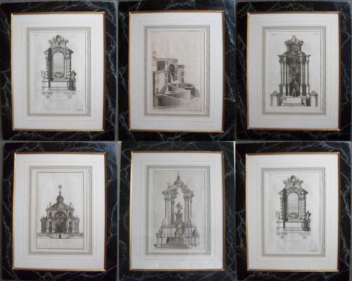 TEN ITALIAN PRINTS FROM PROSPETTIVA DE PITTORI ET ARCHITETTI IN BEAUTIFUL FAUX MARBLE STONE FRAMES - ADDITIONAL PHOTO 14
