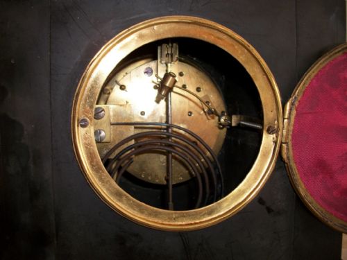 SLATE AND MARBLE MANTEL CLOCK - ADDITIONAL PHOTO 6