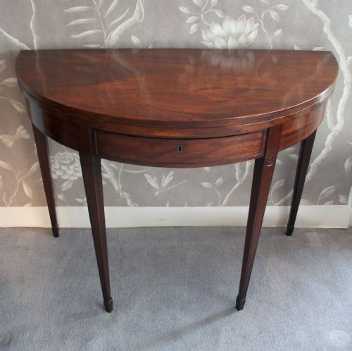GEORGIAN MAHOGANY FOLDING DEMILUNE TEA TABLE - ADDITIONAL PHOTO 1