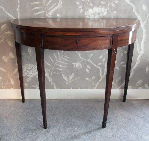georgian mahogany folding demilune tea table - CATEGORY: ANTIQUE TABLES - DATED 19TH CENTURY