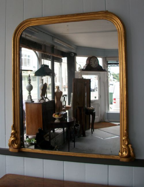 a stunning victorian gilt over mantel mirror - CATEGORY: ANTIQUE MIRRORS - DATED VICTORIAN