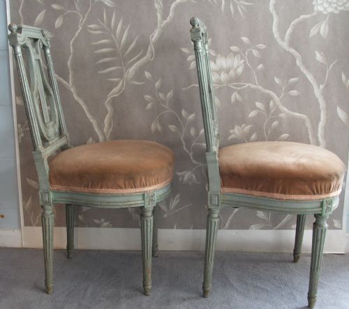 LOUIS XVI FRENCH LYRE BACK CHAIRS PAIR - ADDITIONAL PHOTO 2