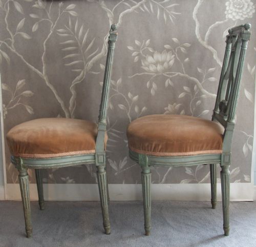 LOUIS XVI FRENCH LYRE BACK CHAIRS PAIR - ADDITIONAL PHOTO 4