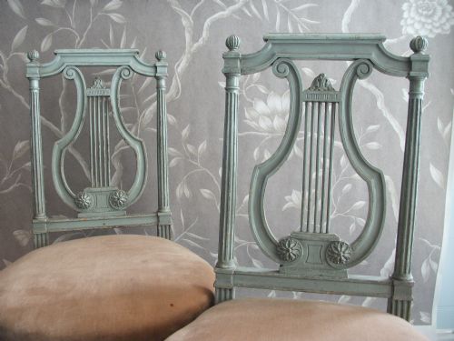 LOUIS XVI FRENCH LYRE BACK CHAIRS PAIR - ADDITIONAL PHOTO 6
