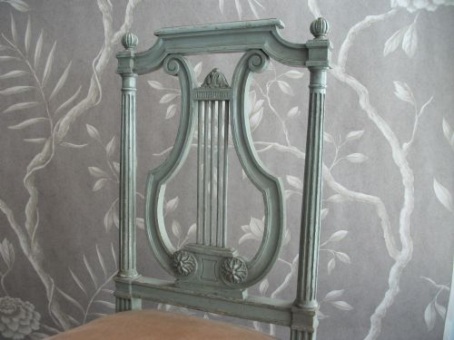 LOUIS XVI FRENCH LYRE BACK CHAIRS PAIR - ADDITIONAL PHOTO 7