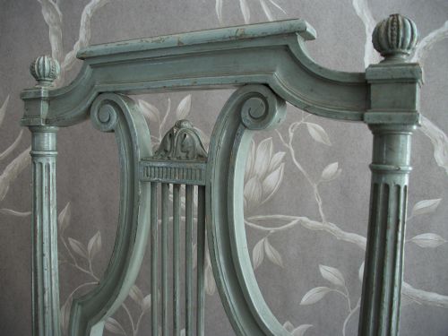 LOUIS XVI FRENCH LYRE BACK CHAIRS PAIR - ADDITIONAL PHOTO 8