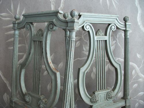 LOUIS XVI FRENCH LYRE BACK CHAIRS PAIR - ADDITIONAL PHOTO 9