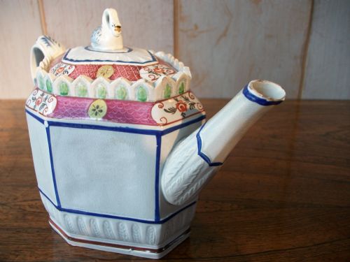 RARE OCTAGONAL PEARLWARE TEAPOT - ADDITIONAL PHOTO 5