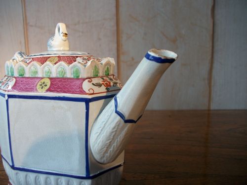 RARE OCTAGONAL PEARLWARE TEAPOT - ADDITIONAL PHOTO 6