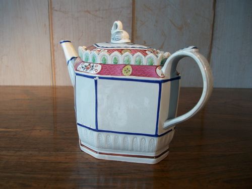 RARE OCTAGONAL PEARLWARE TEAPOT - ADDITIONAL PHOTO 10
