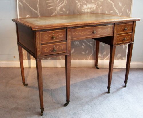 mahogany inlaid centre writing desk - CATEGORY: ANTIQUE DESKS - DATED 1910
