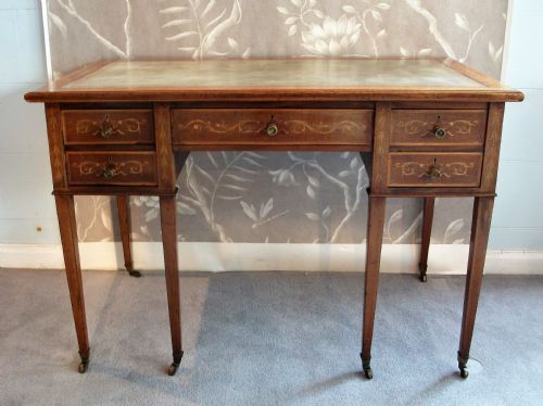 MAHOGANY INLAID CENTRE WRITING DESK - ADDITIONAL PHOTO 1