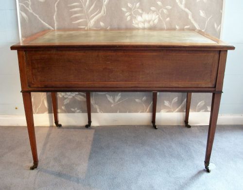 MAHOGANY INLAID CENTRE WRITING DESK - ADDITIONAL PHOTO 3