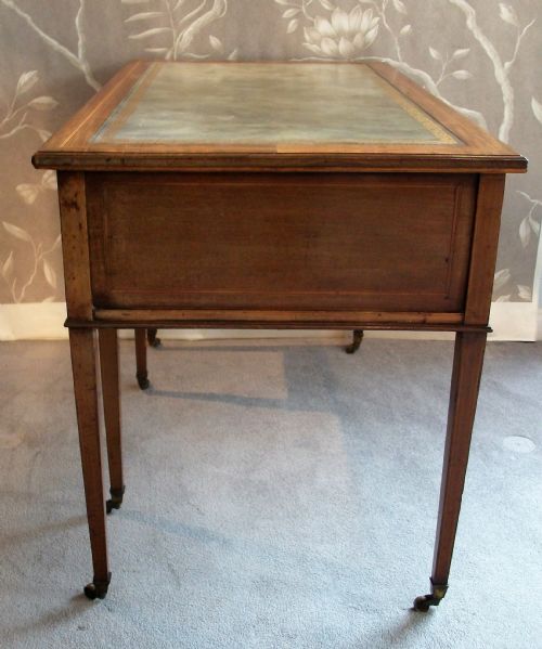 MAHOGANY INLAID CENTRE WRITING DESK - ADDITIONAL PHOTO 4