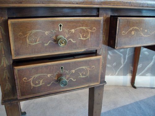 MAHOGANY INLAID CENTRE WRITING DESK - ADDITIONAL PHOTO 7