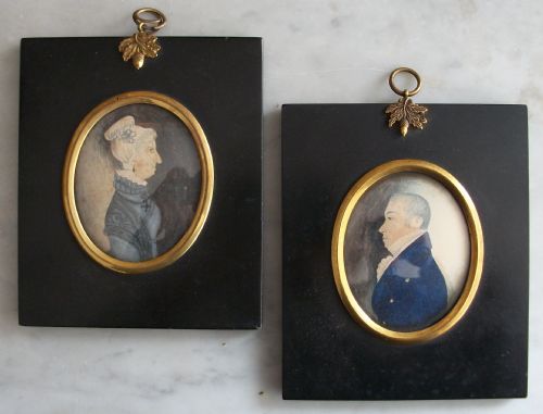pair of portrait miniatures of bishop of ely and his wife - CATEGORY: ANTIQUE ART - DATED 19TH CENTURY