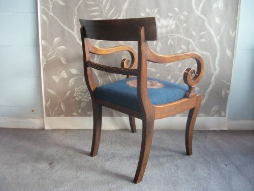 ANTIQUE REGENCY MAHOGANY OPEN ARMCHAIR - ADDITIONAL PHOTO 3