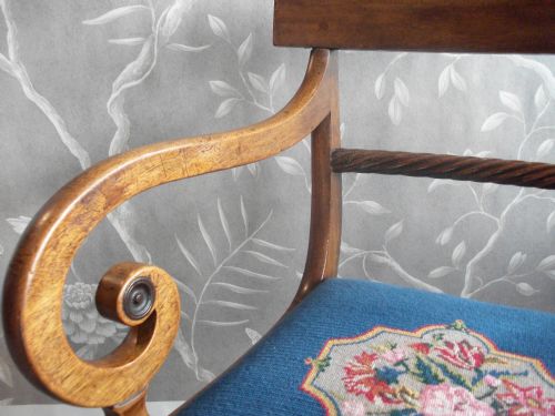 ANTIQUE REGENCY MAHOGANY OPEN ARMCHAIR - ADDITIONAL PHOTO 6