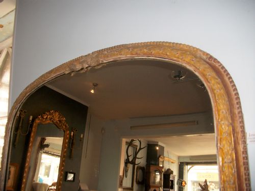 A LARGE ANTIQUE 19TH CENTURY ENGLISH OVERMANTLE MIRROR - ADDITIONAL PHOTO 1