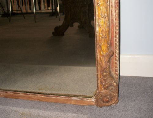A LARGE ANTIQUE 19TH CENTURY ENGLISH OVERMANTLE MIRROR - ADDITIONAL PHOTO 4