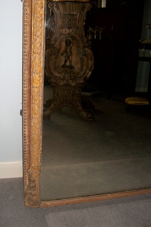 A LARGE ANTIQUE 19TH CENTURY ENGLISH OVERMANTLE MIRROR - ADDITIONAL PHOTO 5