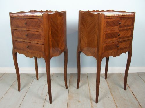 pair of french louis xv style marquetry bedside cabinets - CATEGORY: ANTIQUE CABINETS - DATED 1910