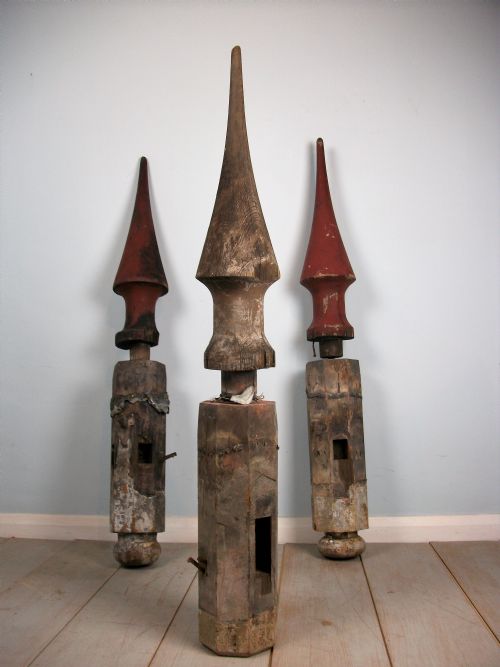 A RARE TRIO OF FRENCH CHTEAU SPIRE FINIALS LATE 18TH CENTURY